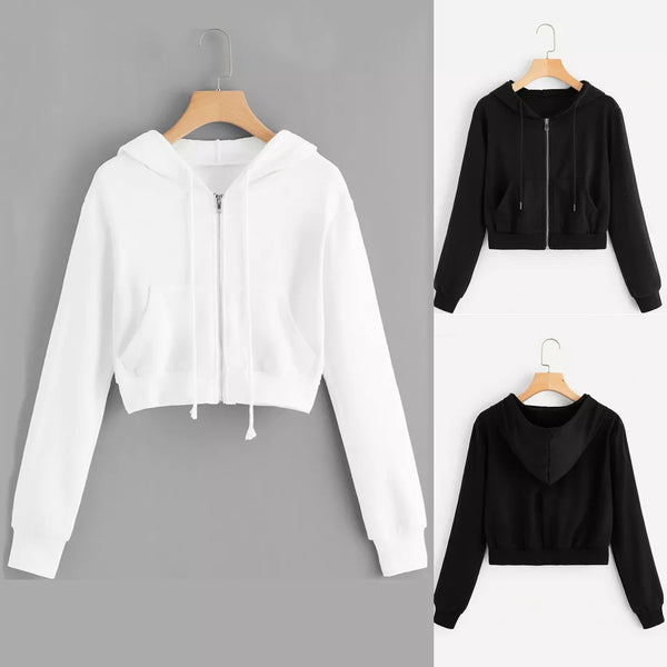 Casual White Crop Top Jacket