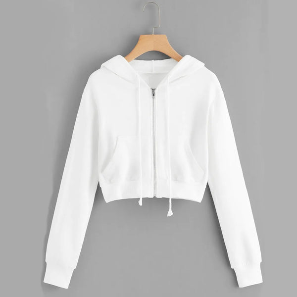 Casual White Crop Top Jacket